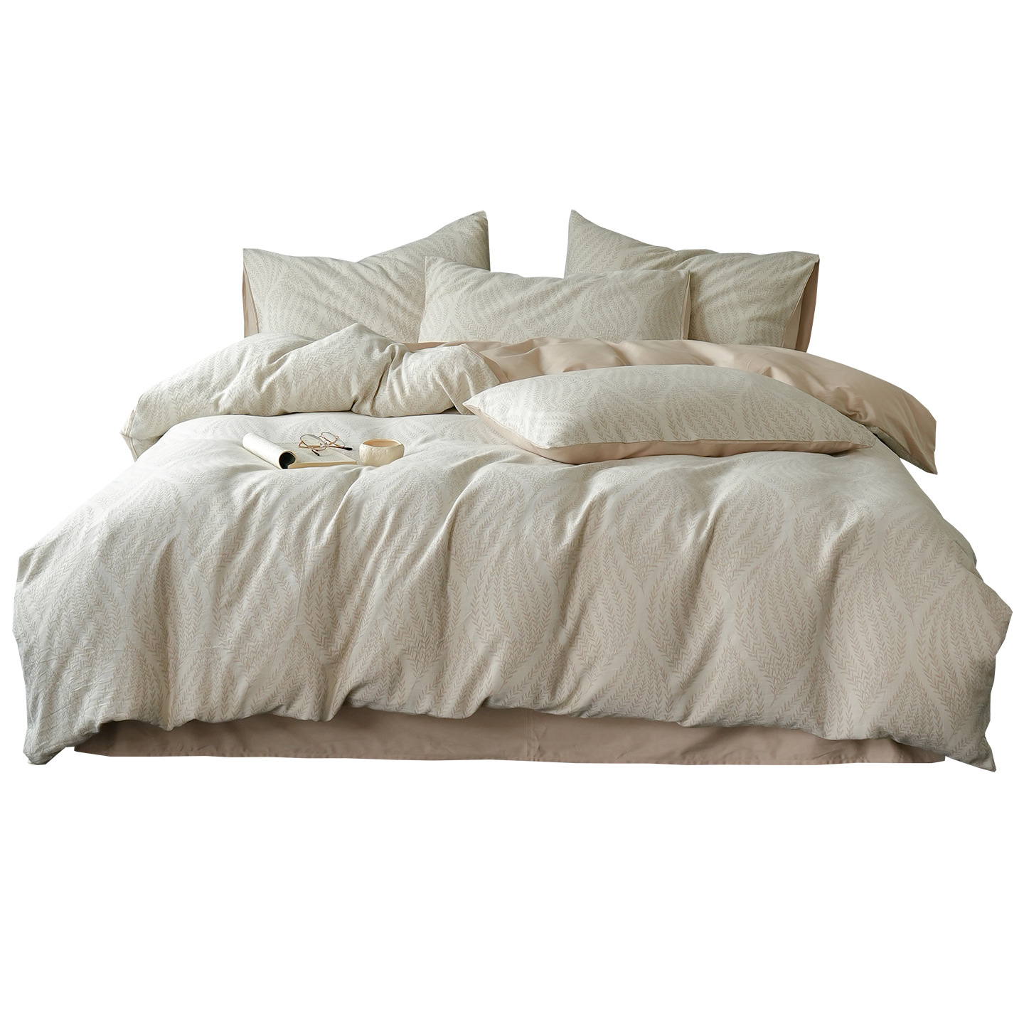 Jacquard de lujo ligero de tres capas de hilo de algodón cama de cuatro piezas de algodón de alta calidad sábanas de cama de tres piezas de cama