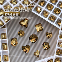 美甲尖底钻饰品K9浅烟黄爆闪爱心肥方长直角异形美拉德秋季指甲钻