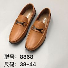 2023夏秋休闲男士方头扁头舒适透气一脚蹬懒人豆豆鞋男真皮牛皮鞋