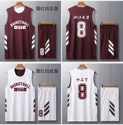 Double face Basketball clothes suit men and women Printed college student match Jersey Group purchase personality Jersey Printing