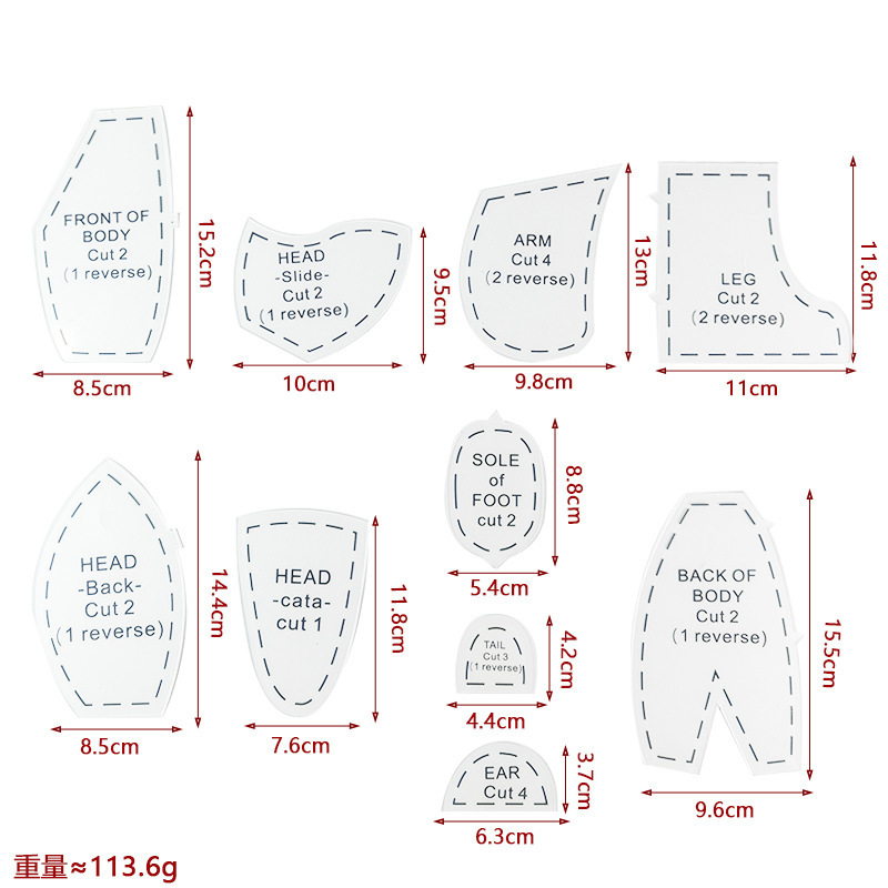 Diseño de prendas de vestir acrílico 90 ° regla de costura de tela de corte de tela doble regla de patrón de tela de corte