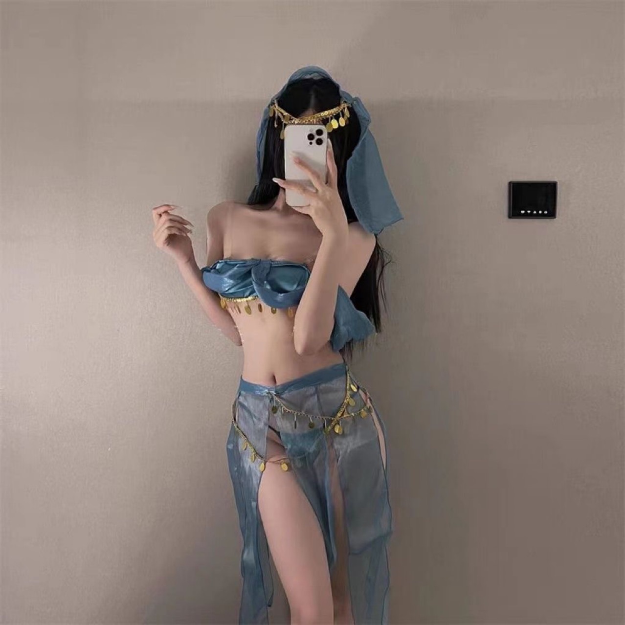 Women’s Roleplay Lingerie Set with Tube Top, Skirt, Headpiece and Panties — detail image 2
