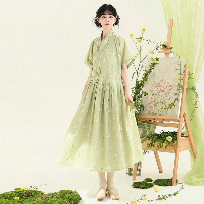 Zhiyutang Original Hanfu [Tinglan] - Modified Han Element Hanfu Dress, Everyday Chinese Style, Fresh and Light for Summer