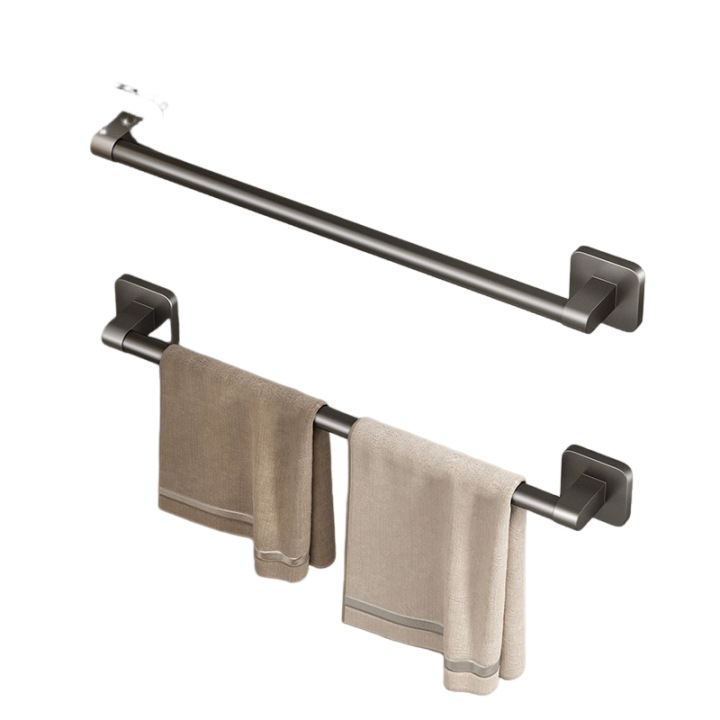bath towel, hanging rod, universal slippers, storage system