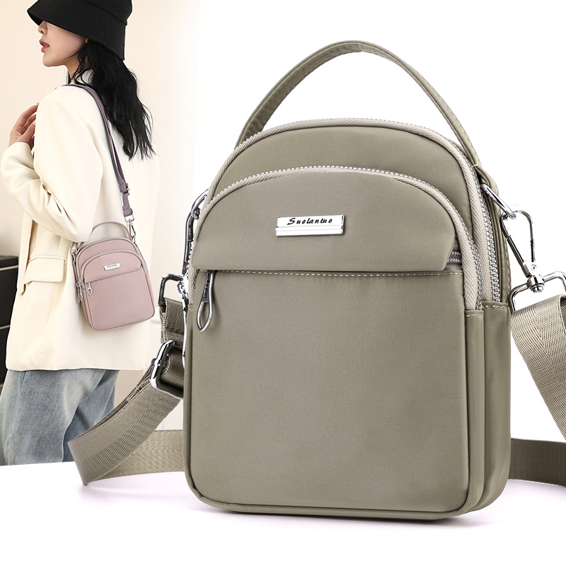 나일론 작은 사첼 2024 여름 새로운 숙녀 어깨 크로스 바디 백 캐주얼 방수 옥스포드 천 휴대 전화 동전 지갑