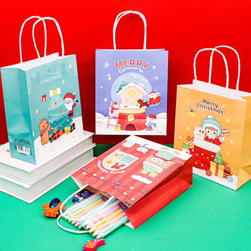 Christmas Gift Bag Snowman Elk Kraft Paper Bag Gift Packaging Bag Christmas Eve Cartoon Gift Bag_voghion.com