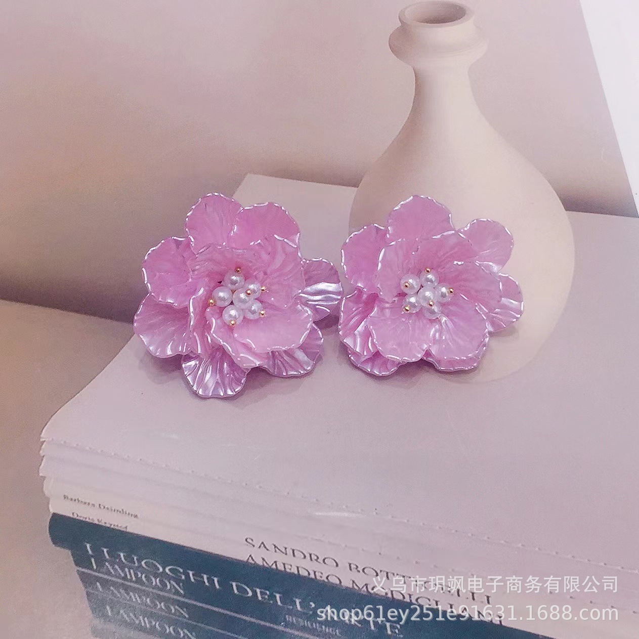 韩国东大门新款贝壳花朵精致甜美简约时尚耳钉高级气质唯美婚礼耳