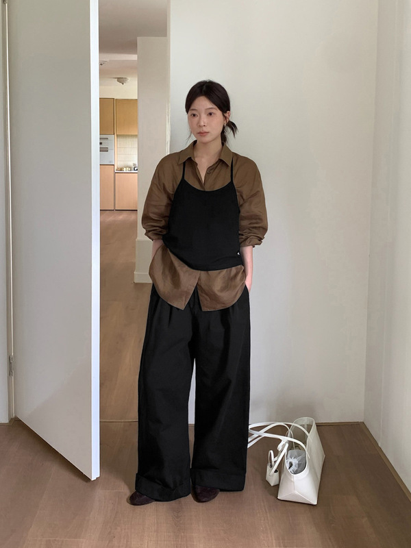 TG リヨセルラミーシャツ女性の 2025 秋の新薄型長袖ルーズ韓国カジュアルトップ 25565|undefined