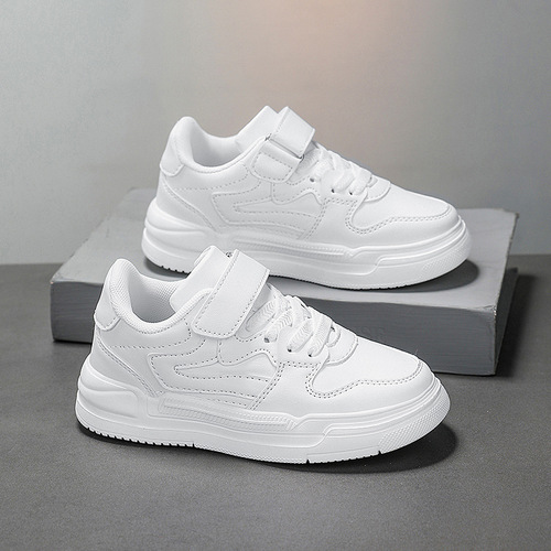 Cross-border Bestselling Children's Sneakers for Boys and Girls, 2024 Spring Collection, Leather Panel Shoes for Middle-Aged Children, Casual Shoes
