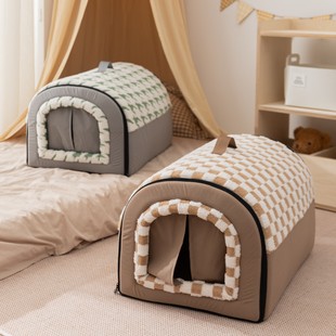 Cross-Border Amazon New Pet Nest Autumn and Winter Thickened Curved House Nest Large Space Cat Nest Detachable Dog Nest Bed