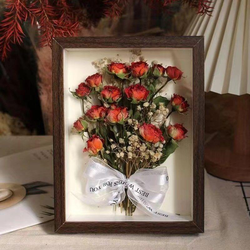 完成品フォトフレームドライ花植物標本真花薔薇家庭装飾置物祝日プレゼントプレゼントプレゼント装飾画|undefined