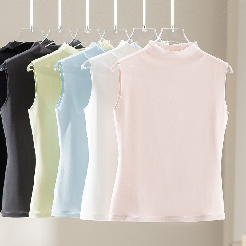 Upf50 Sun Protection Misty Sand-Washed Modal Sleeveless Round Neck T-Shirt Vest Camisole Slim Fit Women's Base Shirt for Summer