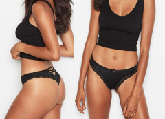 Sexy T-shape underwear with mid-rise milk silk high elasticity large size pure lace edge cross band underwear wish