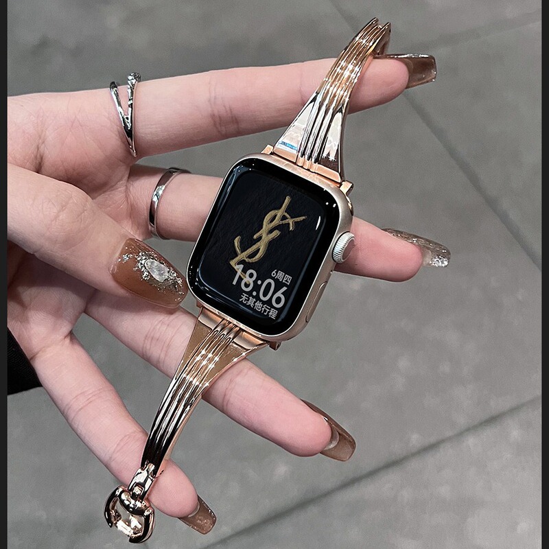 Suitable for applewatch8 watch strap ultra56 Apple Watch s8 metal simple line bracelet s9 watch chain