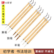 批发学生兼毫狼毫羊毫毛笔 大中小楷竹杆毛笔 初学者练书法培训班