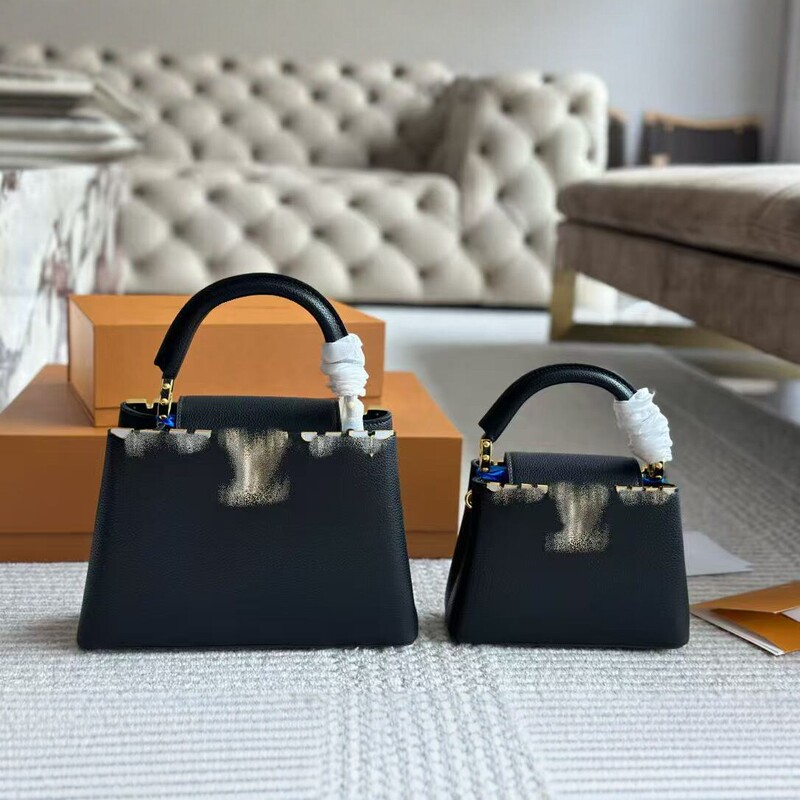L's New Capucines Lady's Bag, Genuine Leather Small Square Bag, Hand-Held Shoulder Bag, Fashionable and Versatile Commuter Bag L's New Capucines Lady's Bag, Genuine Leather Small Square Bag, Hand-Held Shoulder Bag, Fashionable and Versatile Commuter Bag