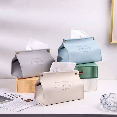 Modern simple tissue box waterproof living room and restaurant tissue box multi-purpose creative leather tissue box napkin storage box