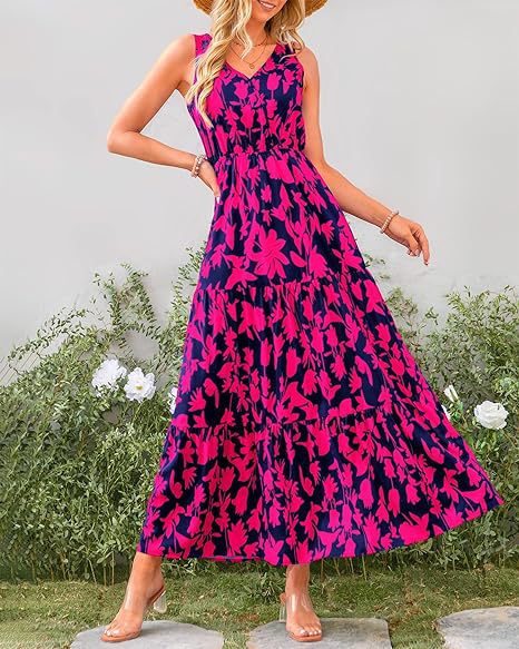 269g Weight Maxi Long Dress Dress Length Type Sleeveless Sleeve Length Swing Dress Dresses Type Sleeveless Sleeve Type Polyester Fabric Type Mid Waist Waist Line Holiday, Daily, Selfie Occasion V Neck Neckline Regular Fit Fit Type Flower Pattern Summer Season Women's Gender Printing Design Casual, Elegant, Simple Style Style Wholesale Women's Casual Elegant Simple Style Printing Flower Holiday Daily Selfie V Neck Sleeveless Swing Dress 无