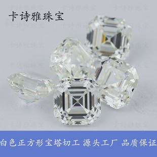 Factory Wholesale Pagoda Cut Gemstone Synthetic Cubic Zirconia Square Imitation Diamond Color High Carbon Diamond