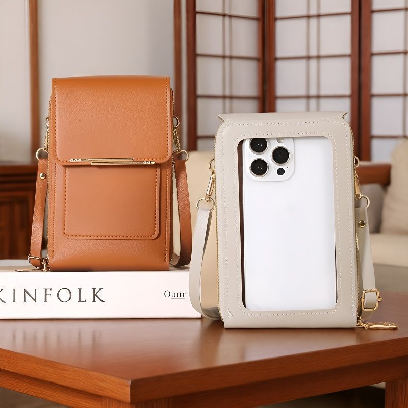 Transparent Touch-Screen Vertical Mobile Phone Bag, Simple and Versatile, Multi-Compartment Card Slots, Coin Purse, Fashionable Cross-Body Shoulder Bag for Women Transparent Touch-Screen Vertical Mobile Phone Bag, Simple and Versatile, Multi-Compartment Card Slots, Coin Purse, Fashionable Cross-Body Shoulder Bag for Women