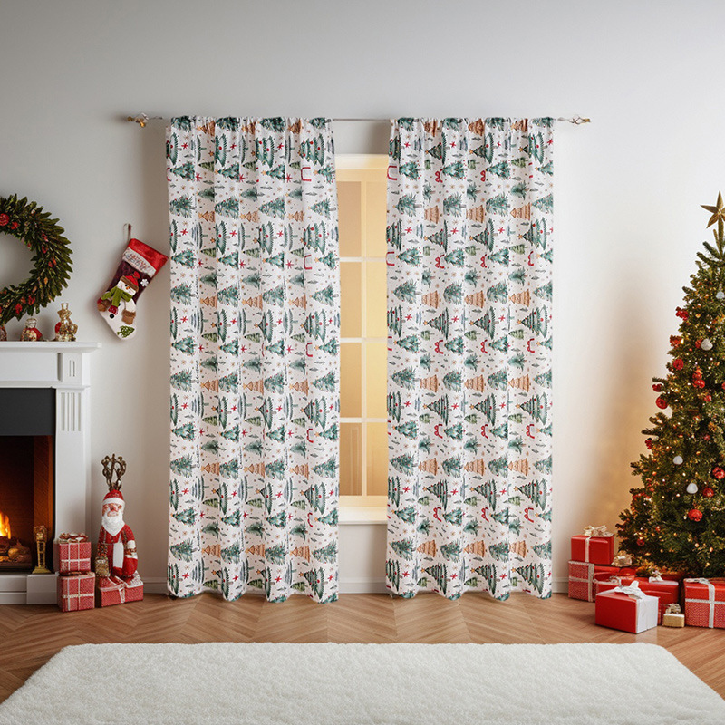 New American Christmas Curtains Christmas Theme Printed Cloth Blackout Rectangular Beautification Decorative Fabric Finished Curtains New American Christmas Curtains Christmas Theme Printed Cloth Blackout Rectangular Beautification Decorative Fabric Finished Curtains