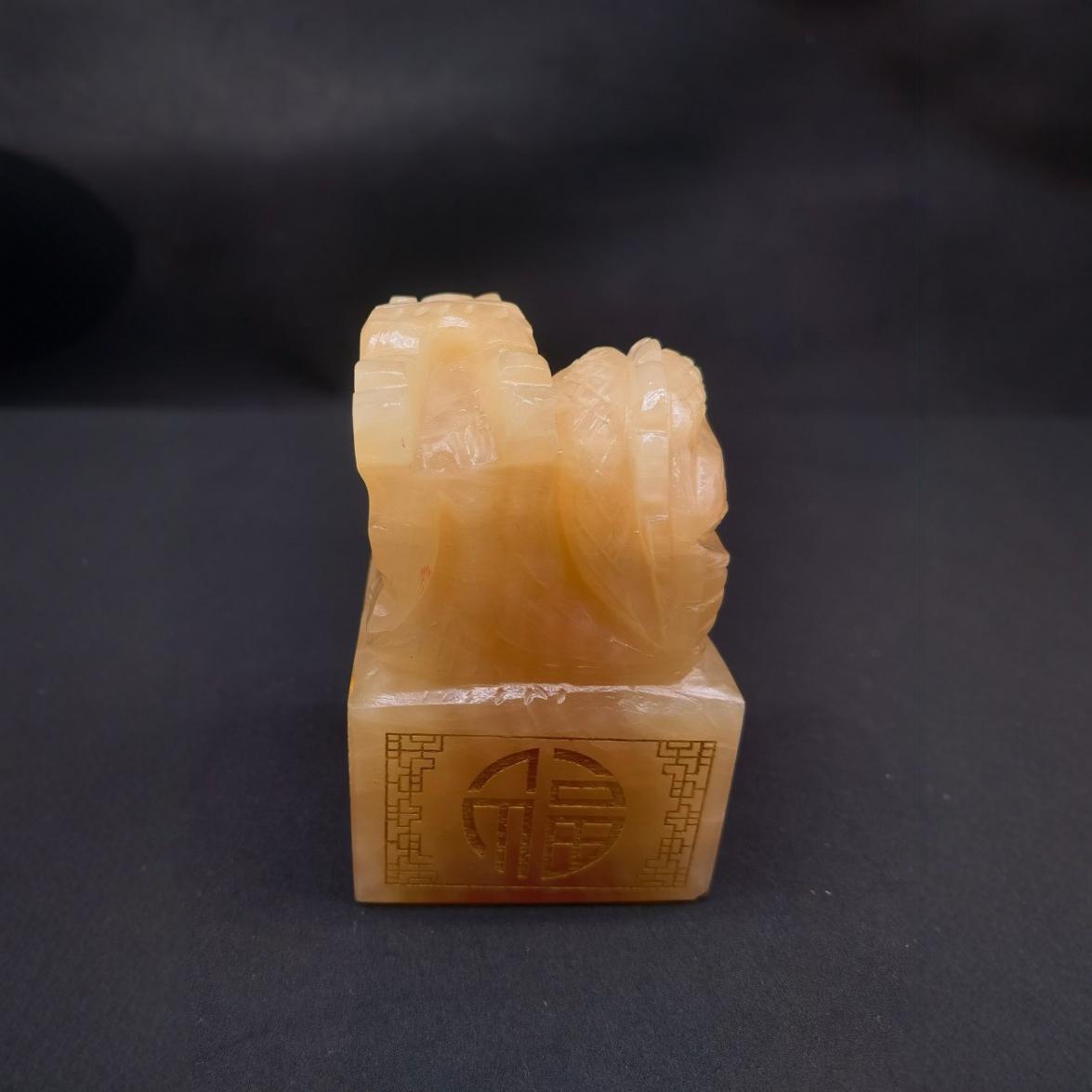 厂家直销 米黄玉玉玺龙凤对印章摆件 工艺品商务礼品