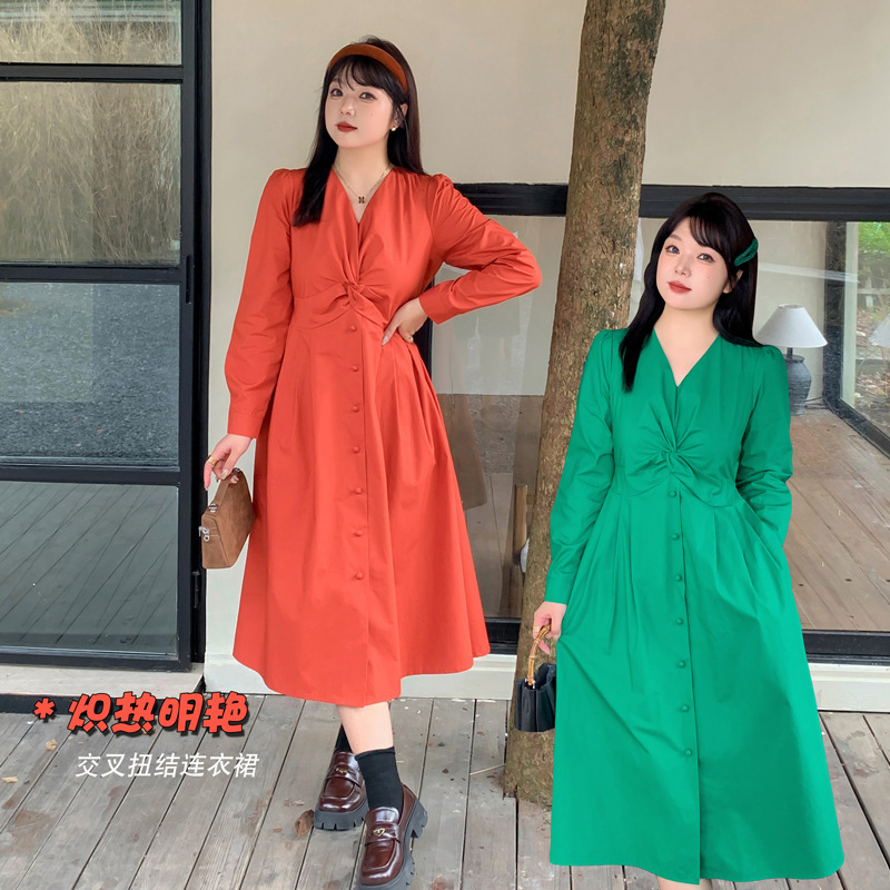  秋  XL-4XL 大きいサイズ ワンピース