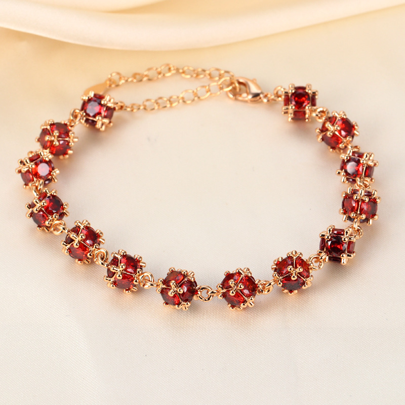 Fashion Geometric Rhombus Copper Inlay Artificial Crystal Zircon Bracelets