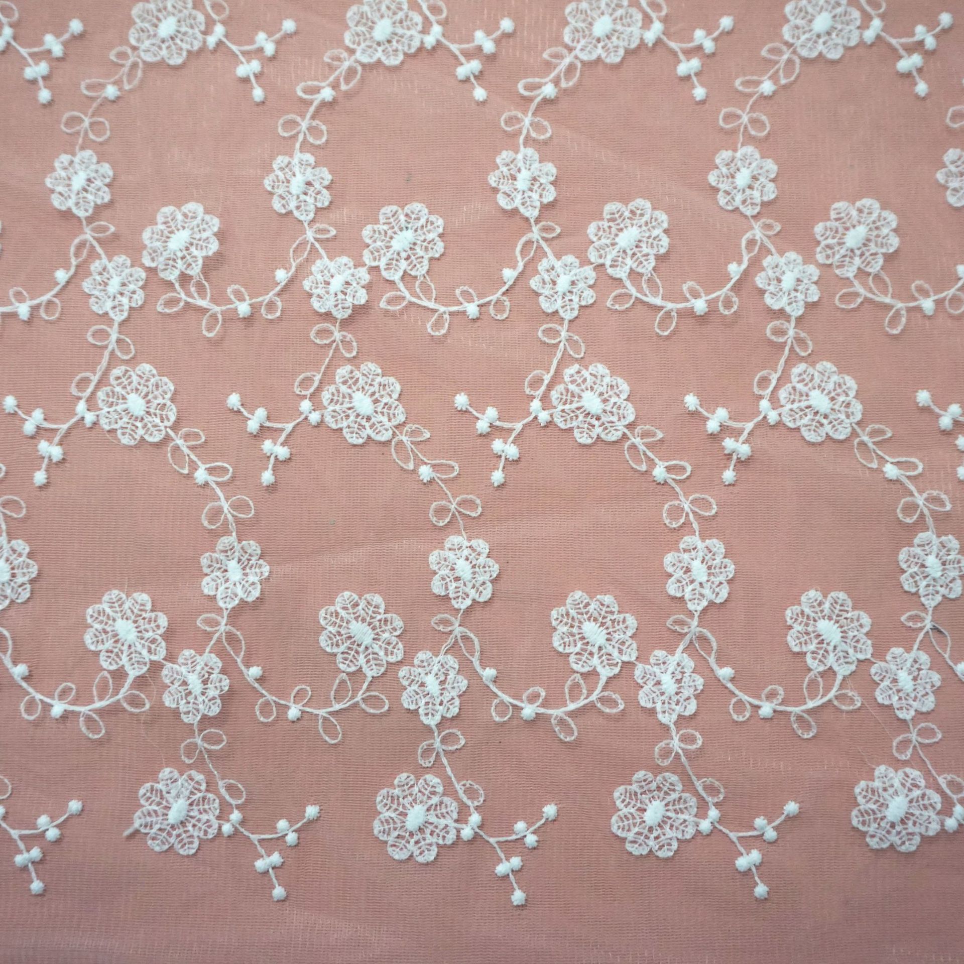 牛奶丝花边水溶花边 网布满幅花边 礼服婚纱花边 网纱面料绣花