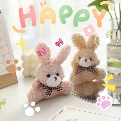 Ins Korean-style fluffy bear soft cute keychain ornament figure plush toy bag accessory Valentine's Day gift