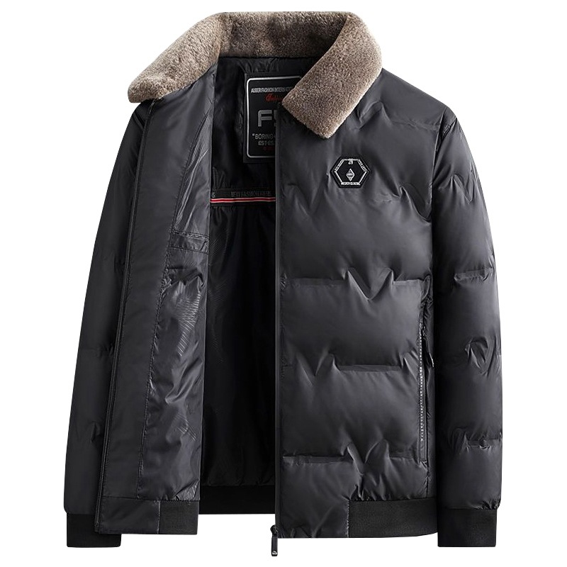 2023 Invierno joven y de mediana edad de los hombres de solapa abrigo de algodón acolchado abrigo de invierno engrosada cálida chaqueta de algodón acolchado abrigo de papá abajo de algodón acolchado