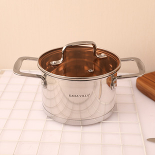 High-Quality Thickened Food-Grade 201 Stainless Steel Soup Pot Double-Handle Stew Pot Cooking Pot for Home Use Cross-Border High-Value Light Luxury
