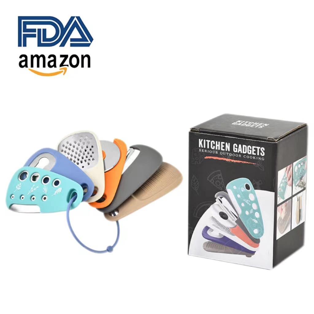 Gadget de cocina multifuncional 6 piezas de melón planador de vainilla cortador de ajo moledor abrelatas de queso planador de cuchillo de pizza set