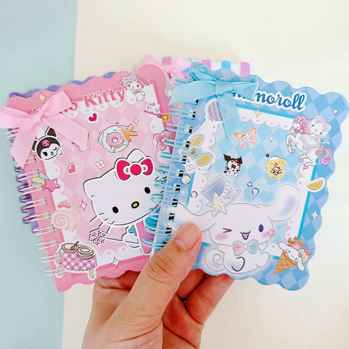 Sanrio coil notebook A7 high-looking Kurome side-turn lace student diary portable pocket notebook