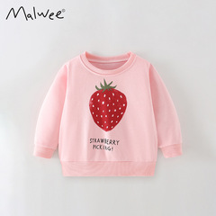 Malwee children's clothing sweatshirt spring and autumn version for middle and small children, European and American girls casual long-sleeved round neck top for girls
