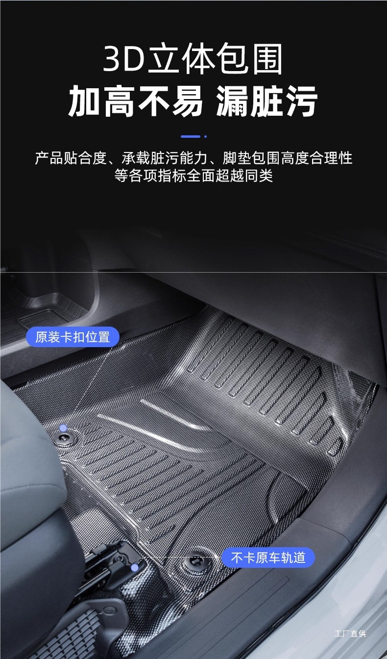 Five Blessings Golden Ox Carbon Fiber Pattern Tpe Car Floor Mats for Audi, Aito M7, Li Auto L7, Buick Gl8, Lanzheng, Denza, and Peihui