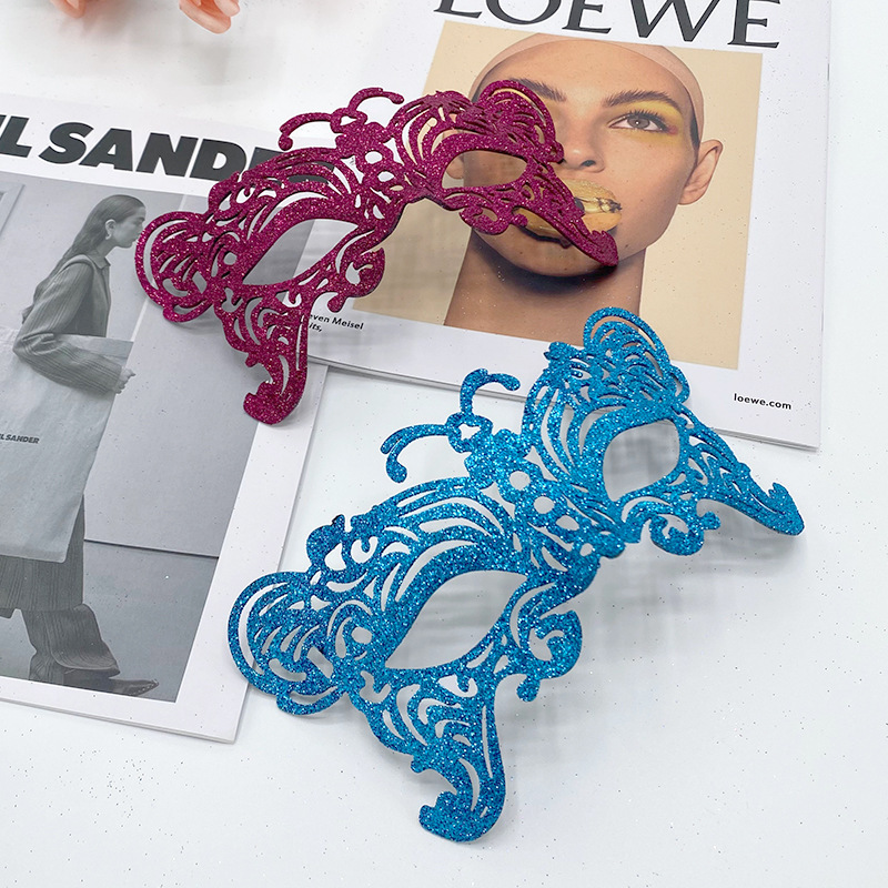 Carnaval Halloween nuevo polvo brillante retro mariposa máscara de mitad de cara máscara de maquillaje de fiesta props de decoración