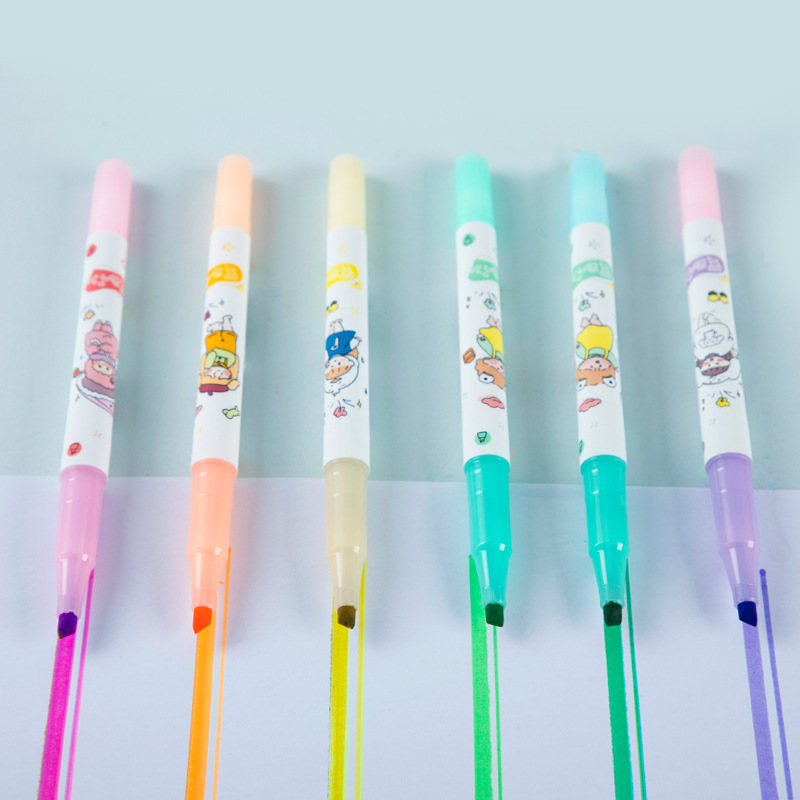 H204 de doble cabeza resaltador de dibujos animados diario pluma estudiante de la escuela primaria marcador incorrecto examen pregunta marcador regalo creativo