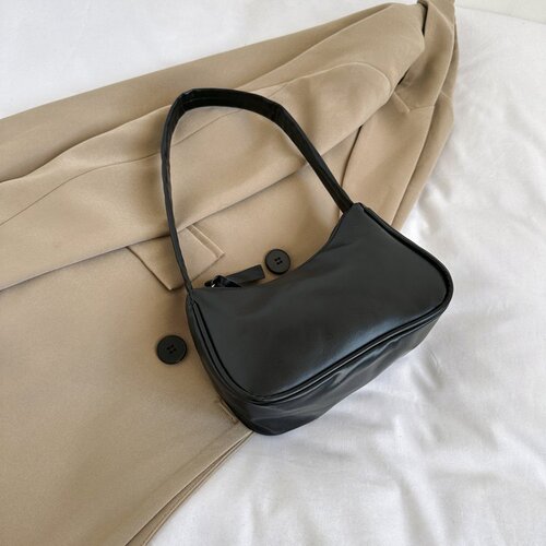 Bag Lady  New Korean Style Fashion Solid Color Retro Single Shoulder Underarm Bag Simple Stylish Hand-held Moon-Shaped Bag
