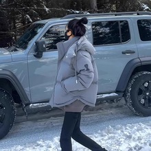 秋冬AMI爱心字母90白鸭绒羽绒服外套情侣款连帽男女纯色面包服潮