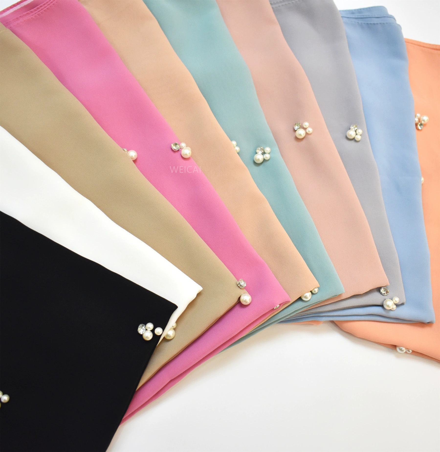 Новый вариант Cross-border Malaysian hijaine nail pearl rhinestone chip scarf Hui gum Middle East headscarf