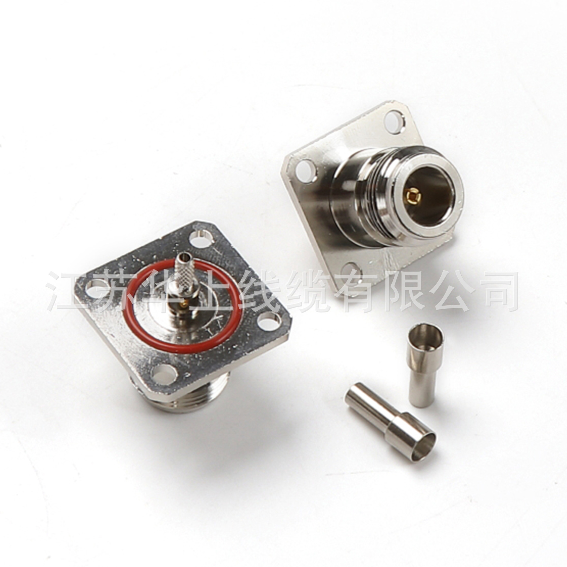 N-KF-1.5 开天窗 带防水圈 四孔方板25x25mm方 接RG316/179-1.5线
