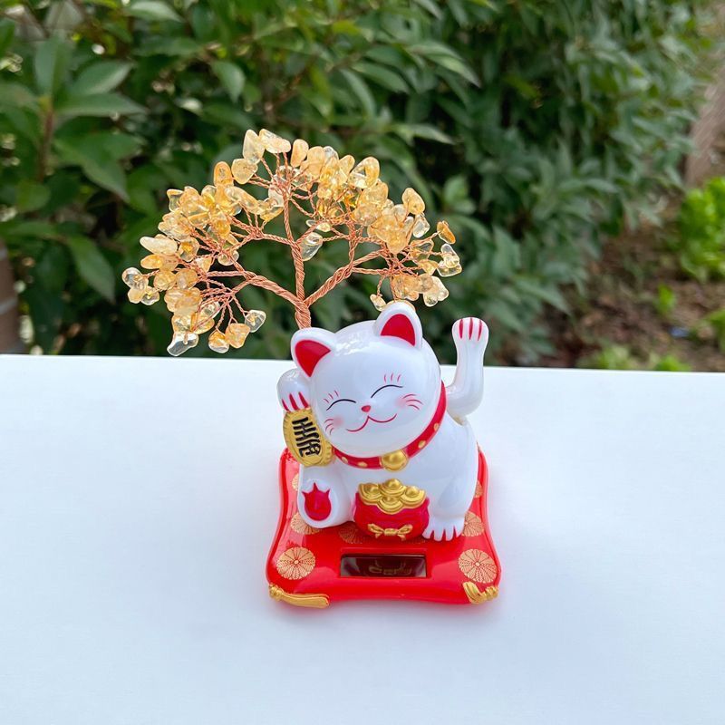 紫粉水晶許願樹招財猫ホームオフィスは、招財樹リビングに玄関の車のテーブルを置く|undefined