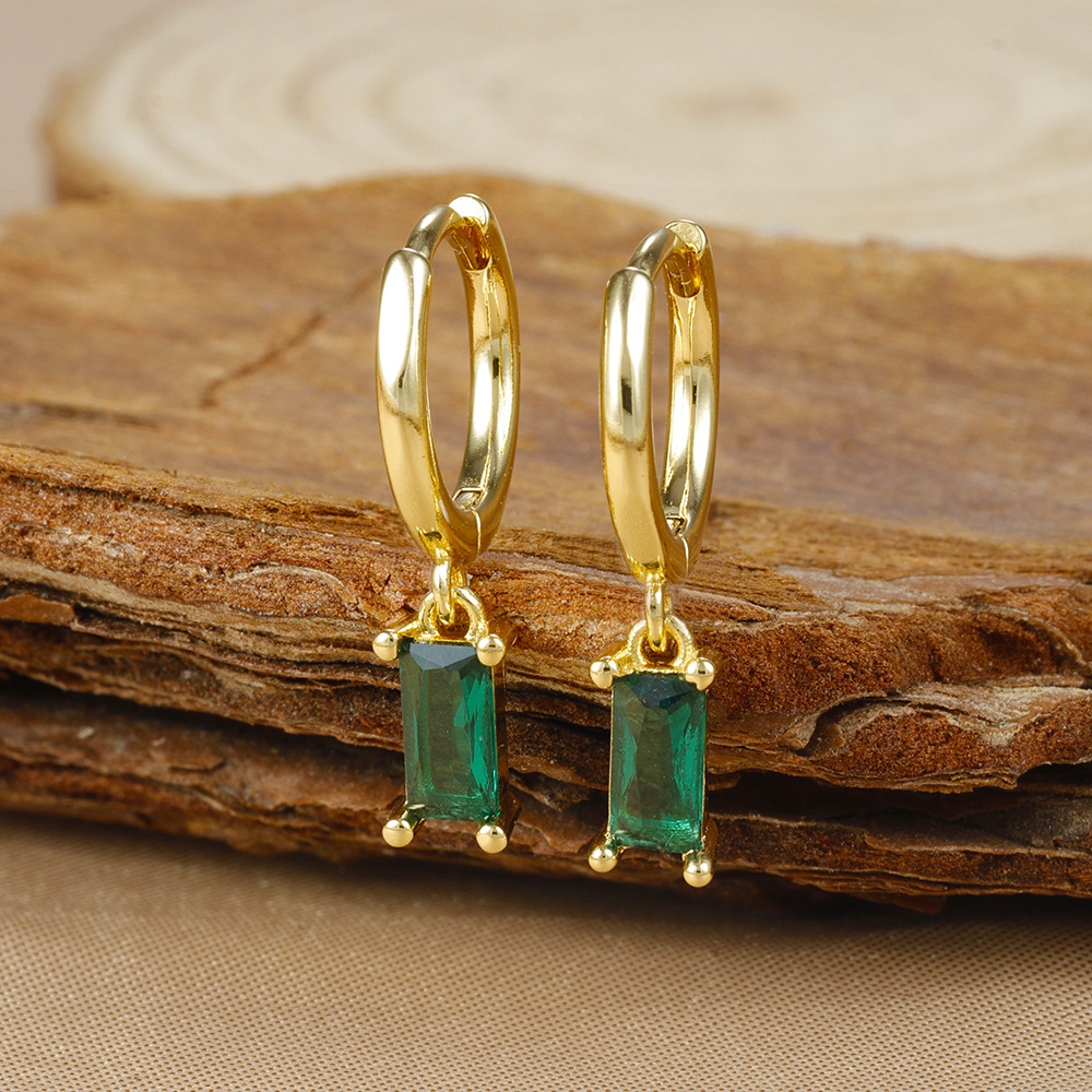 1 Par Elegante Geométrico Gotitas De Agua Enchapado Cobre Circón Pendientes De Gota Aretes display picture 18