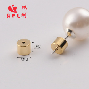 18K color retention plating can be fixed logo cross-border cylindrical ear plug real gold ear plug ear cap round cake earplug accessories diy