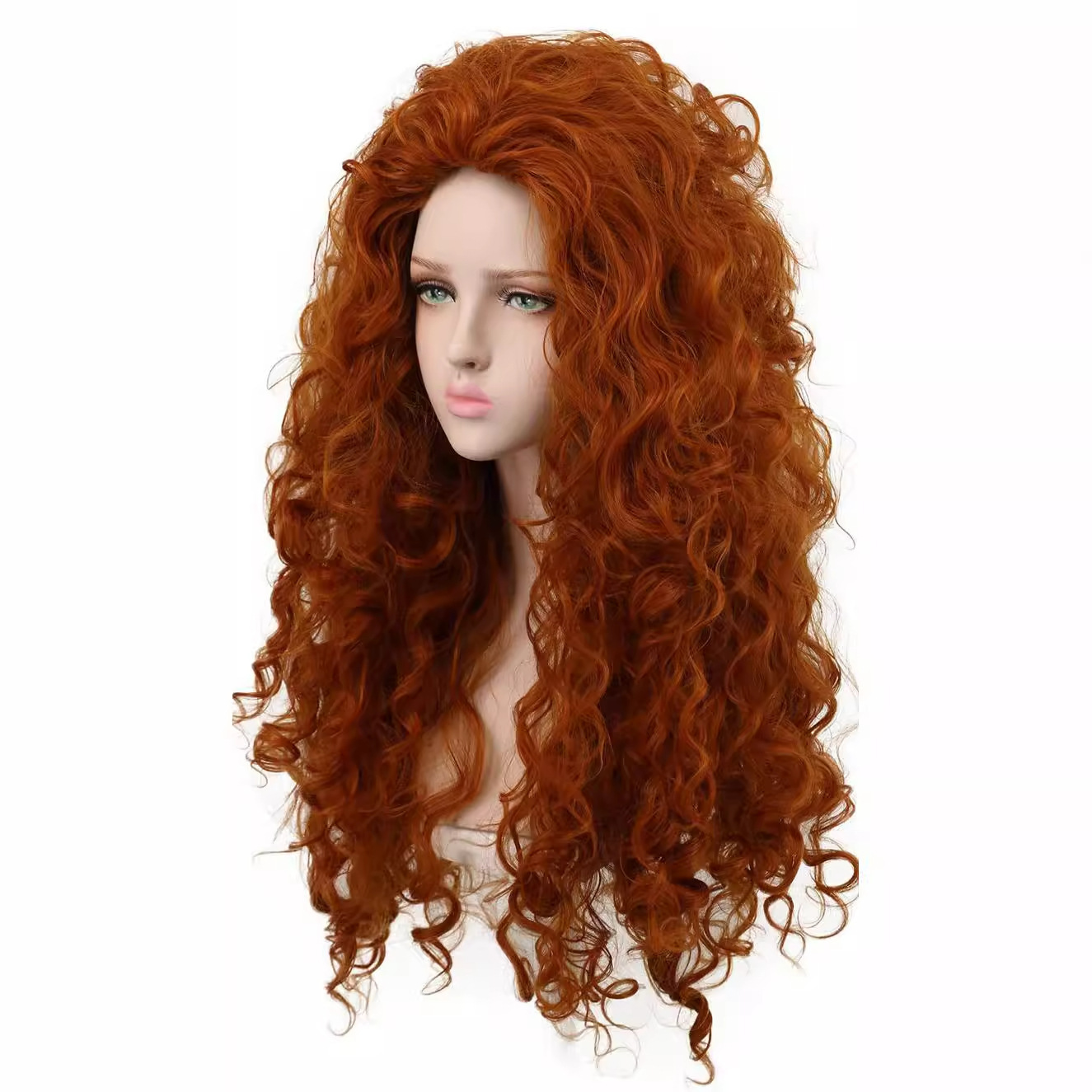 Perruque longue bouclée orange en soie haute température, style volumineux, extension de cheveux pour cosplay femme._voghion.com