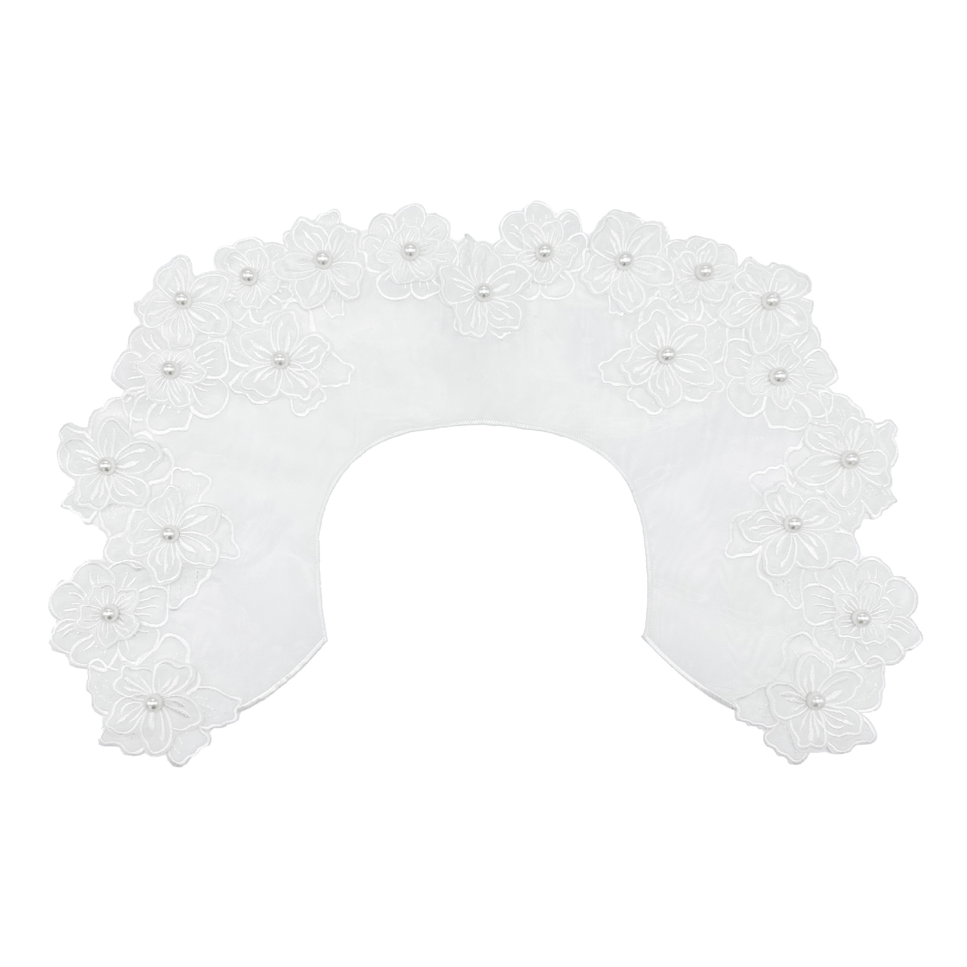 Nueva organza bordado perla falso collar encaje-up arco chal versátil DIY collar flor fábrica al por mayor