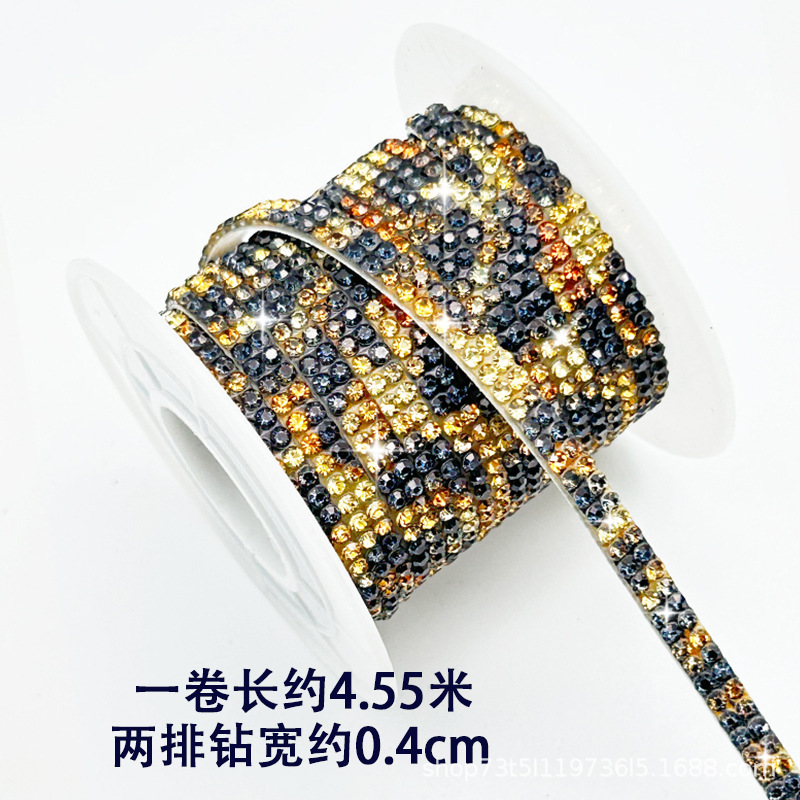 Tiras de diamantes de imitación de doble fila al por mayor con adhesivo, pegatinas de diamantes autoadhesivas, accesorios de ropa DIY, tiras de diamantes de imitación, accesorios de cristal, pegatinas de diamantes