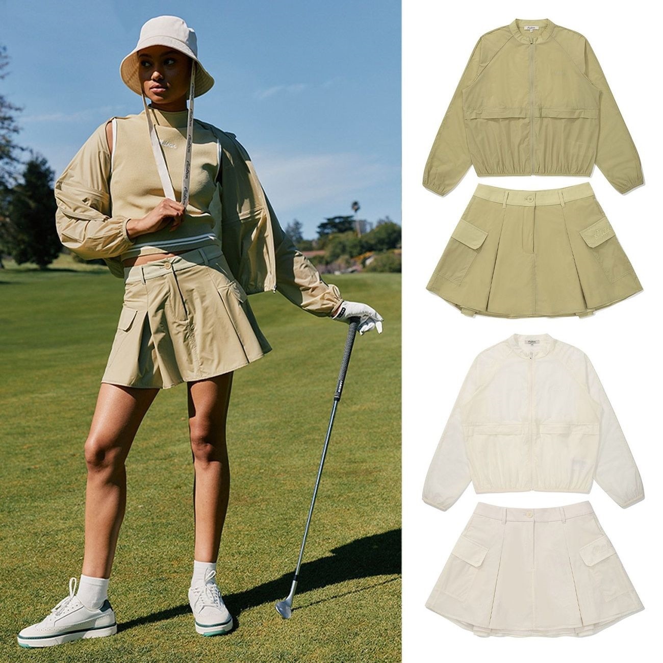 26 Early Autumn New Korean Golf Clothing Women's Fashionable Sports Suit Windproof Top Anti-Exposure Short Skirt Set