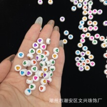 6mm彩色爱心亚克力字母珠亚马逊跨境DIY饰品配件手工串珠批发